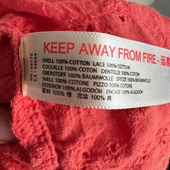 Anthropologie Orange Eyelet Flowy Top Sz XL Boho Cottagecore Bohemian - Picture 4 of 6